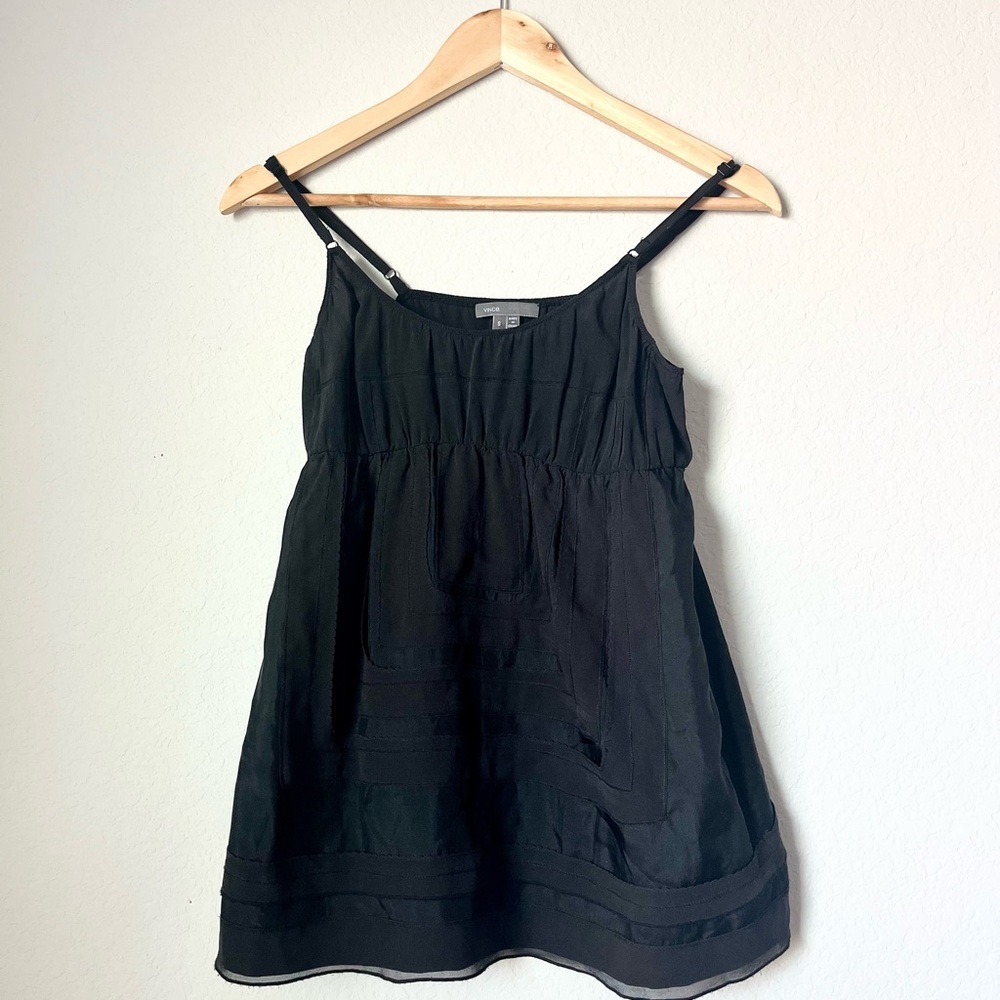 Vince Womens 100% Silk Black Spaghetti Strap Scoop Neck Cami Tank Top Size S